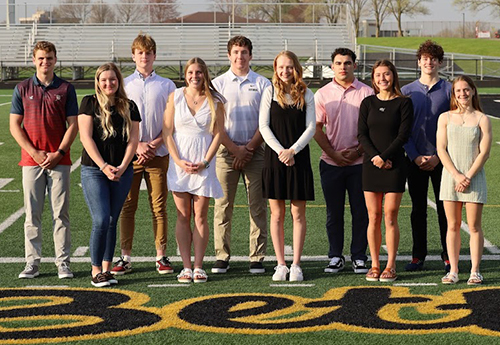 Back row from left: Tristan Wakefield, Carter Anderson, Bradley Hill, Diego Cortes-Jackson, Alex Stone; Front row: Shannyn Volger, Anastasia Drexler, Izzy Appel, Avery Horner, Hannah Beintema